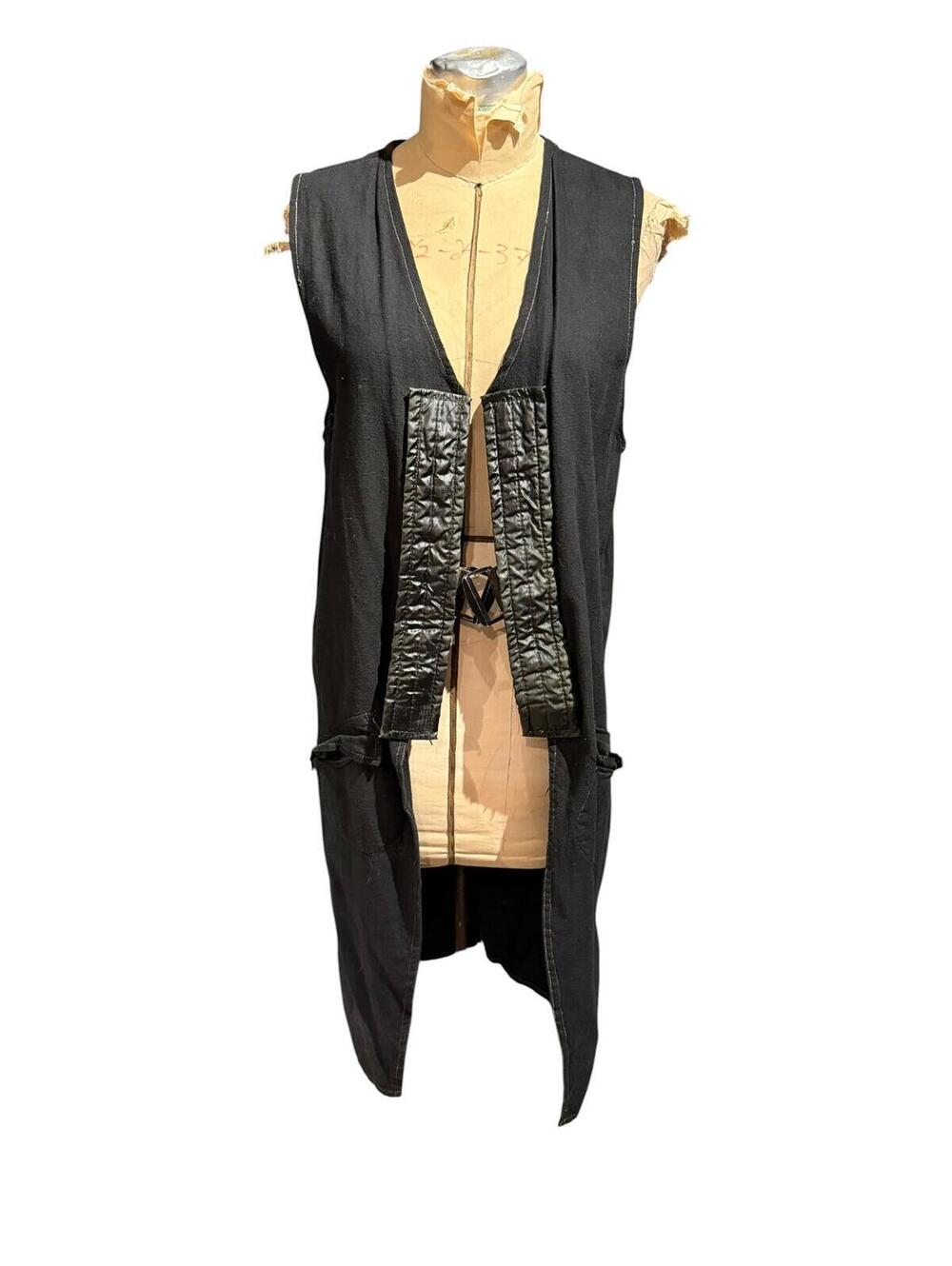 Bohemian Society Black Sleeveless Long Vest with Quilted Front Detail